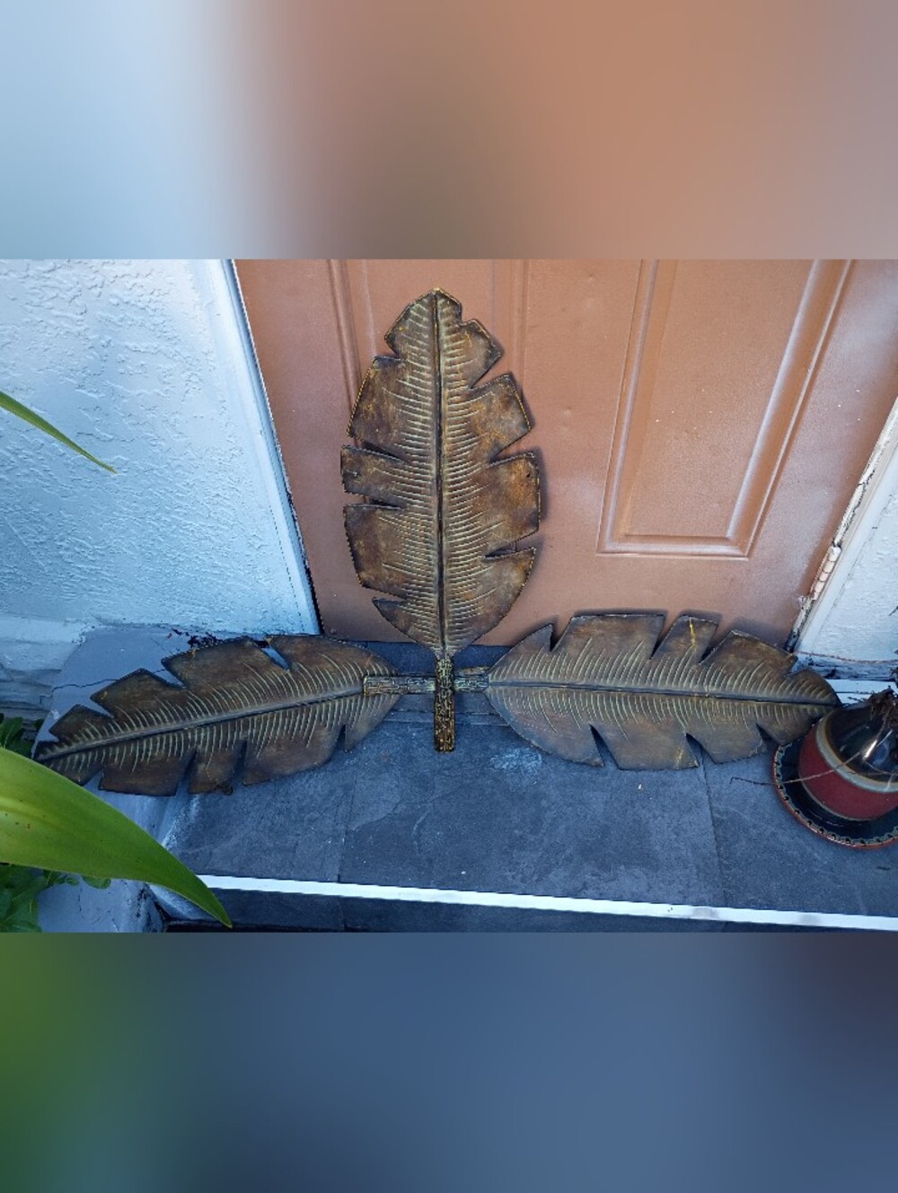Tropical Banana 3 Decorative Metal Leaf Wall Art Antique Bronze Tone,Nice Gift